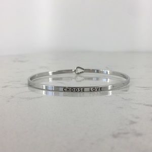 Choose Love Silver Bangle Bracelet